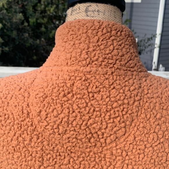 Aerie cloud Sherpa oversized pullover sweatshirt brown tan snap fleece brown M - Picture 9 of 15